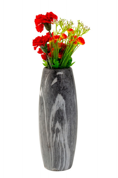 Moderne Dekovase Blumenvase Tischvase Vase aus Keramik marmoriert grau/weiß Höhe 30 cm