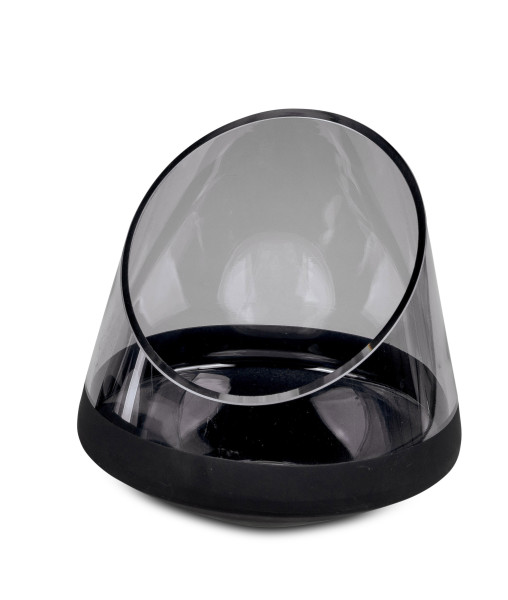 Moderner Teelichthalter Teelichtleuchte Windlicht aus Glas Metallic schwarz 20x20 cm
