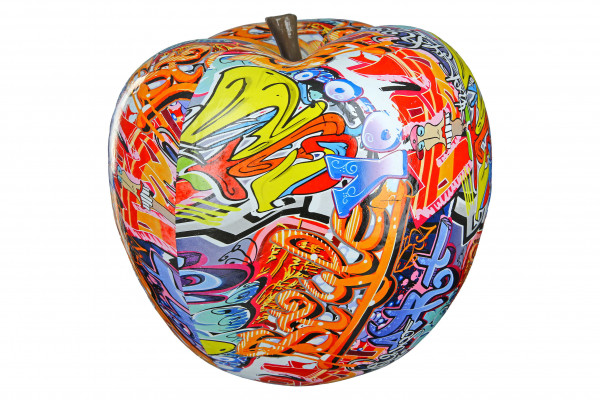 Modern sculpture decorative figure apple street art made of artificial stone multicolored 29x31 cm