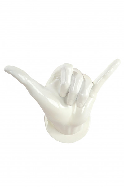 Modern wall decoration wall sculpture hand sign in white resin 27x30x14 cm