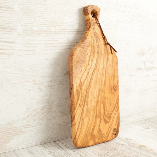 Serving board Serving plate made of high quality olive wood | Vesper board | Cutting board | Cheese board | including handle and beautiful grain (47x14x1.8 cm)