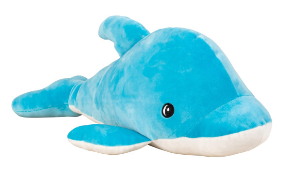 Baby soft toy cuddly toy dolphin blue made of super soft spandex plush 54x20 cm