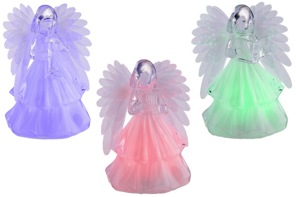 Beautiful angel sculpture with colorful LED lighting Christmas Christmas decoration made of acrylic 11x15 cm