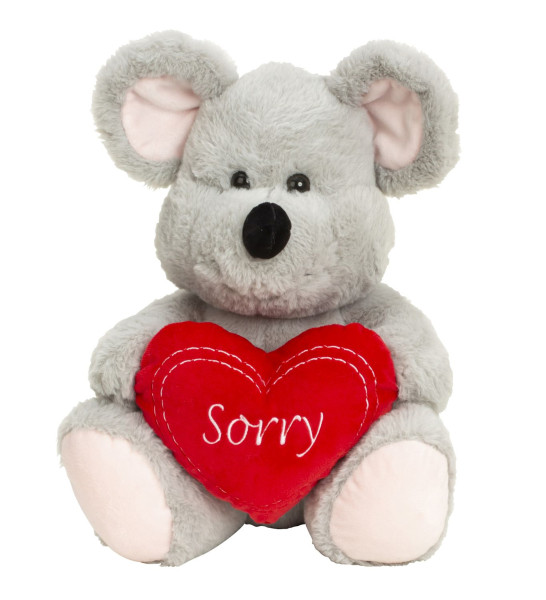 Cuddly toy mouse with heart and the inscription Sorry 30 cm tall plush mouse plush bear velvety soft