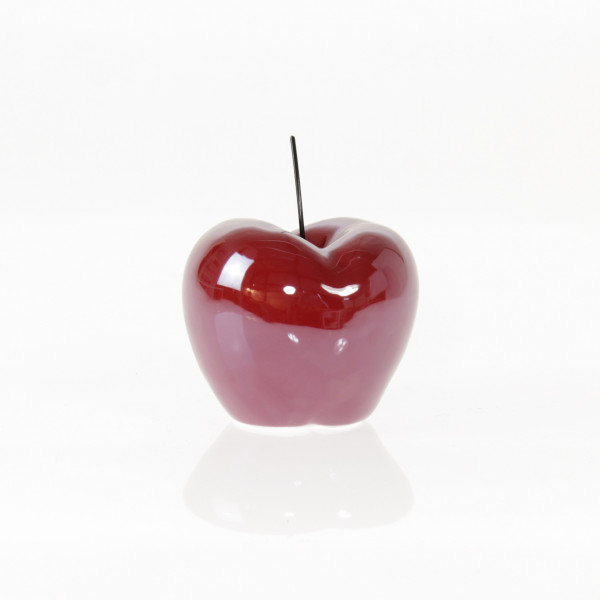 Modern sculpture decorative figure apple made of ceramic red shiny 14x15 cm