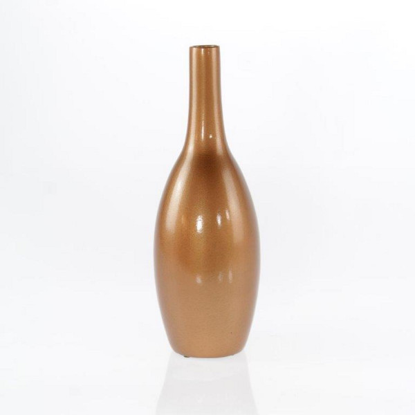 Moderne Dekovase Blumenvase Flaschenvase Vase aus Keramik kupfer gold 15x42 cm