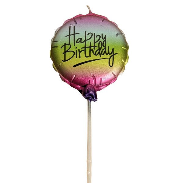 Geburtstagskerzen Ballonmuster Regenbogenfarben Happy Birthday Kerze Höhe 13 cm