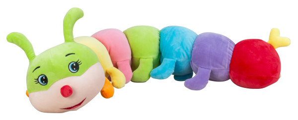 Baby cuddly toy cuddly toy caterpillar multicoloured made of super soft spandex plush Height 25cm Width 90cm