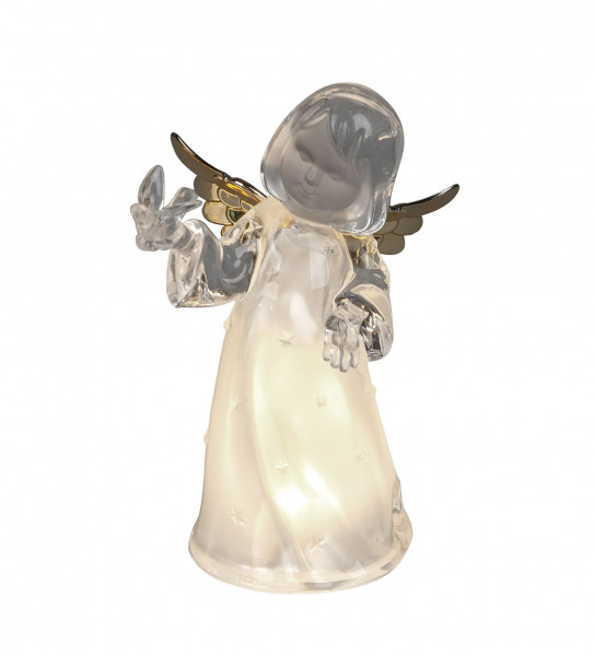 Beautiful angel sculpture with LED lighting Christmas Christmas decoration made of acrylic, height 16 cm