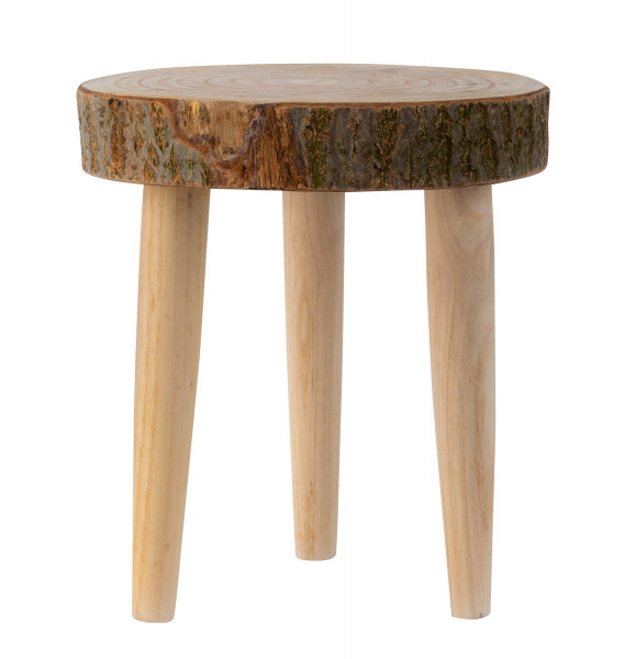Rustikaler Massivholz Beistelltisch Baumscheibe mit Rinde Holztisch Hocker aus Baumscheibe Sofatisch