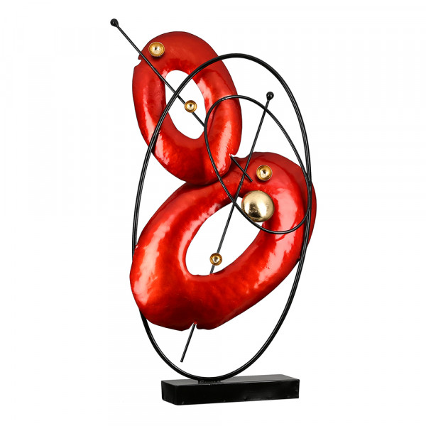 Modern sculpture decoration figure standing on metal base black and red height 33x60 cm