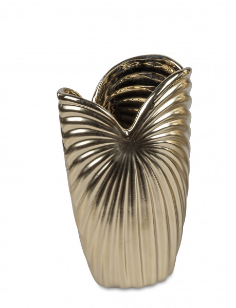 Modern decorative vase, flower vase, table vase, ceramic vase, champagne/matt gold, height 25 cm
