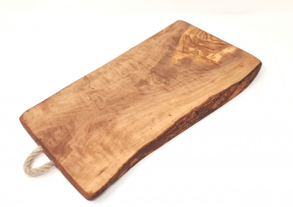 Breakfast board | Chopping board made of high quality olive wood | Vesper board | Cutting board | Cheese board | including handle and beautiful grain (24x13 cm)