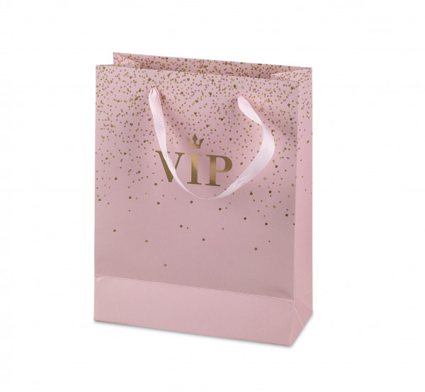 Geschenktüten Flaschentüten VIP Papiertüten Geschenktaschen rosa im 3er Set (18x23 cm)