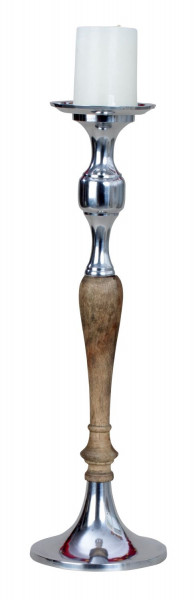 Candlestick one-armed candlestick made of wood and metal brown / silver height 50 cm