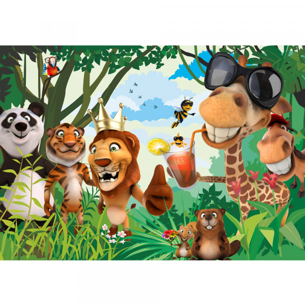Vlies Fototapete Jungle Animals Party II Kindertapete Tapete Kinderzimmer Zoo Tiere Safari Comic