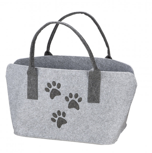Practical shopping bag made of felt fabric, shopping bag with handle, shopping basket, foldable chimney bag for storing wood, versatile carrying bag, color gray 25x40x26 cm