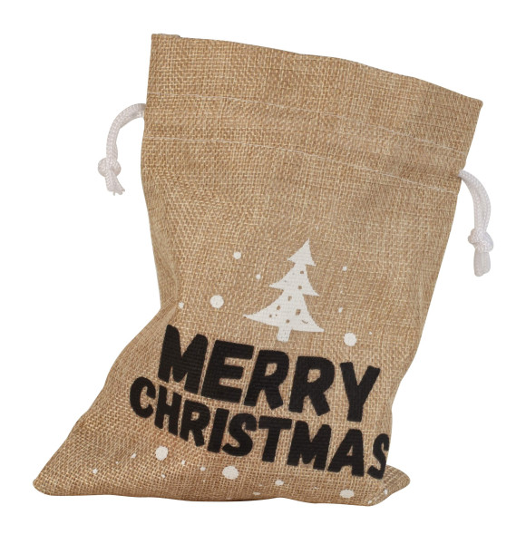 4 pieces jute bag brown in christmas motive Merry Christmas 17x23 cm
