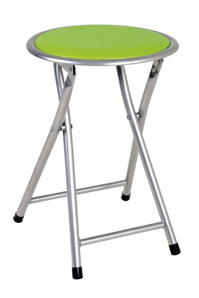 Set of 2 folding chair folding stool folding chair guest chair chair made of metal silver with black / white or green PVC seat padded 30x30x45 cm (green)