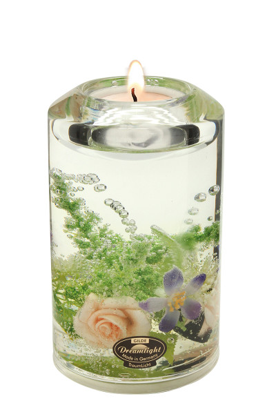 Moderner Teelichthalter Windlichthalter aus Glas mit Rosen Höhe 12 cm *Exklusive Handarbeit aus Deut