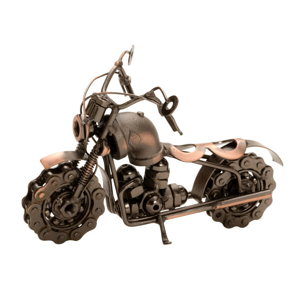 Skulptur Dekofigur Motorrad aus Metall kupferfarben Länge 22 cm Höhe 15 cm