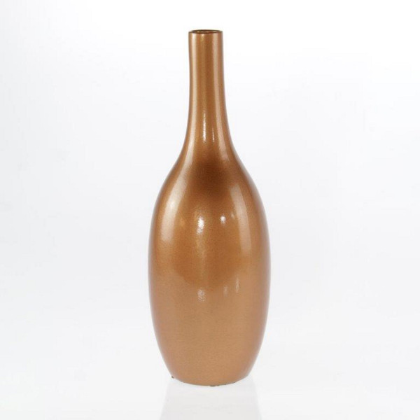 Moderne Dekovase Bodenvase Flaschenvase Vase aus Keramik Kupfer Gold 18x52 cm