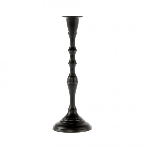 Edler Kerzenständer einarmig Kerzenleuchter aus Aluminium schwarz Höhe 24 cm Breite 9 cm