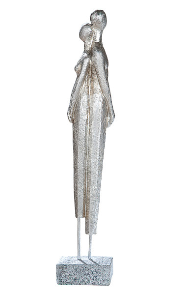 Skulptur Liebespaar Amanti stehend, antik Silber, Base granitfarben L= 5,5 cm B= 8,0 cm H= 40,0 cm