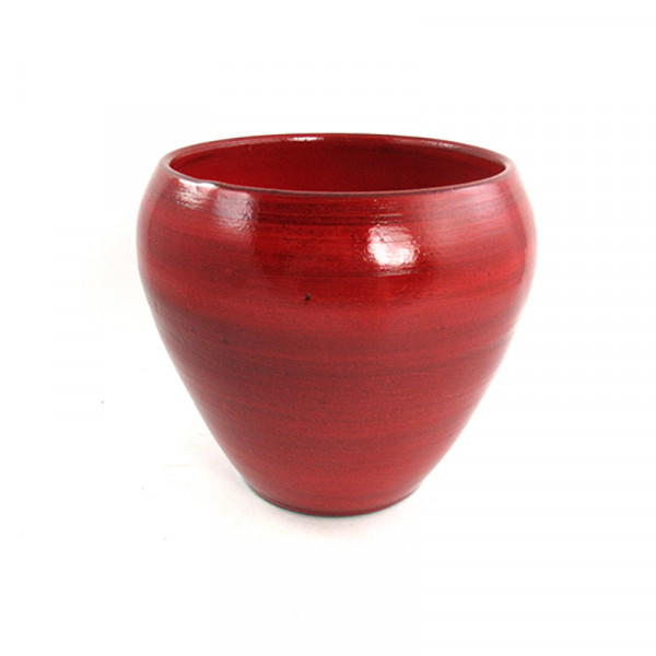 Moderner Übertopf Pflanzengefäß Vase für Blumen aus Keramik in der Farbe rot 22x22x20 cm