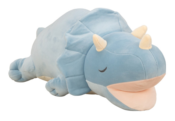 Baby cuddly toy Triceratops lying made of super soft spandex plush Height 19cm Length 50cm
