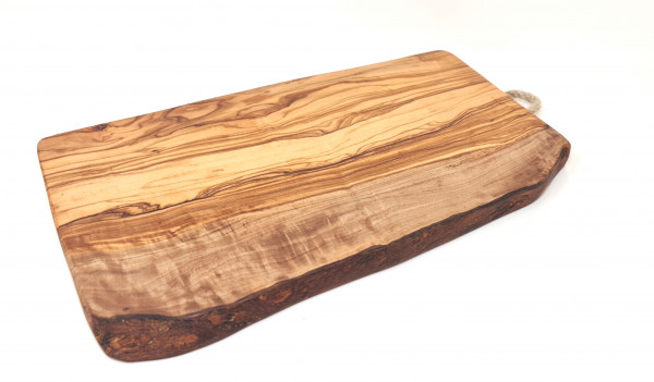 Breakfast board | Chopping board made of high quality olive wood | Vesper board | Cutting board | Cheese board | including handle and beautiful grain (25x13 cm)