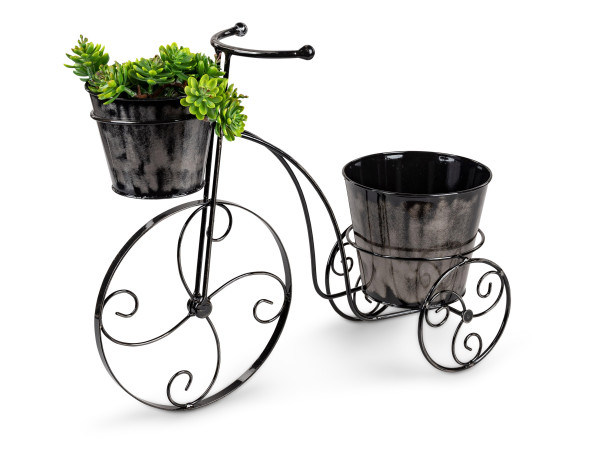 Edler Pflanzenständer Fahrrad aus Metall inklusive 2 Pflanzenkörbe schwarz 48x19x40 cm