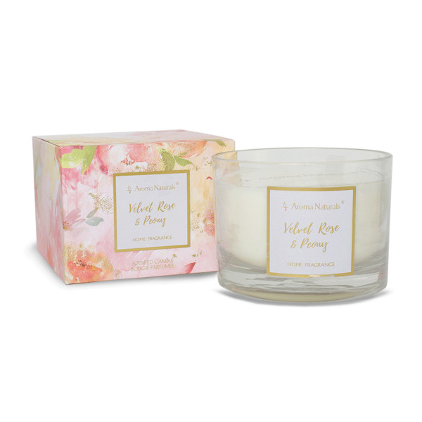Scented candle FLEUR | Velvet Rose &amp; Peony | Height 8 cm, diameter 10.1 cm Wax weight 310gr |