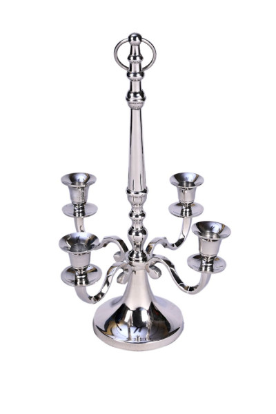 Candlestick 4-armed candlestick candelabra to place and hang made of metal silver height 42 cm