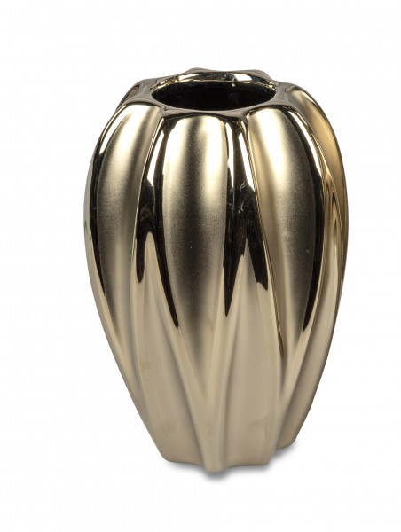 Moderne Dekovase Blumenvase Tischvase Vase aus Keramik gold 10x15 cm