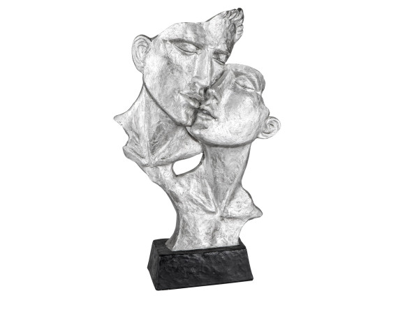 Exklusive Deko Büste Skulptur Paar küssend aus Keramik in schwarz/silber Höhe 40 cm