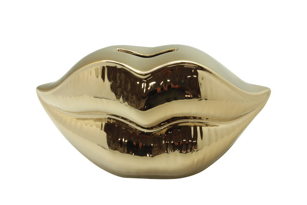Modern money box KISS made of ceramic gold 20x10 cm