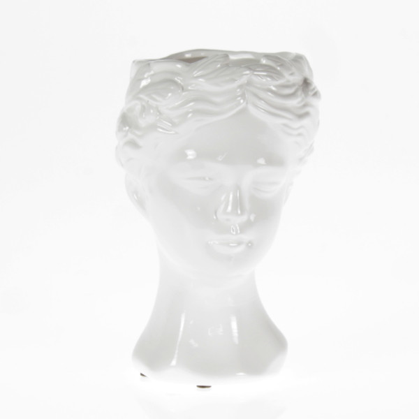 Moderne Dekovase Blumenvase Tischvase Vase aus Keramik weiß glänzend 13x21 cm