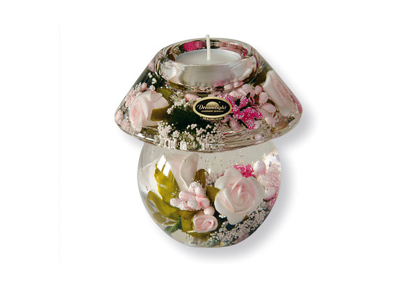 Moderner Teelichthalter Windlichthalter aus Glas mit Rosen Durchmesser 11 cm *Exklusive Handarbeit a