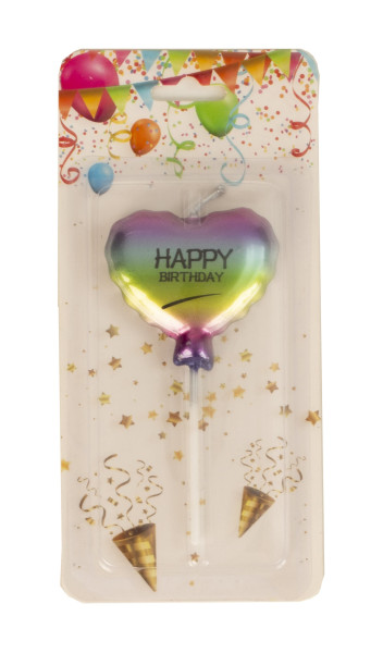 Geburtstagskerzen Ballonmuster Regenbogenfarben Happy Birthday Kerze Höhe 11 cm