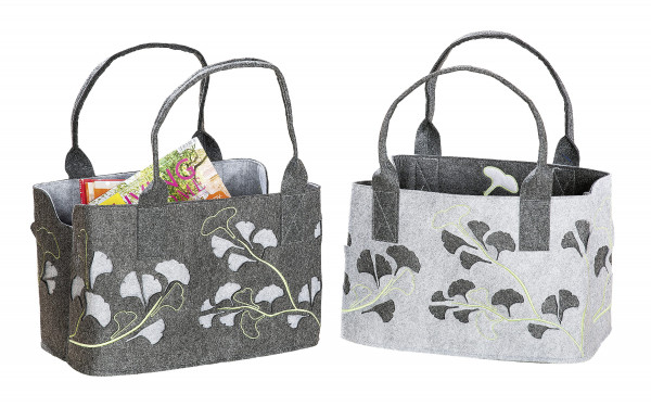 Practical shopping bag made of felt fabric Shopping bag with handle Shopping basket versatile carrier bag color gray or black 40x25x26 cm