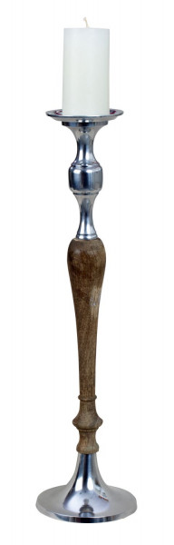 Candlestick one-armed candlestick made of wood and metal brown / silver height 60 cm