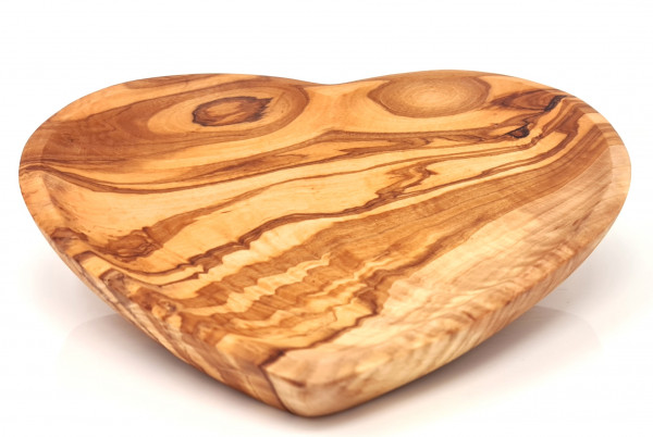 Serving tray Serving plate made of high-quality olive wood in the shape of a heart | Vesper board | Cutting board | Cheese board | beautiful grain (20x21 cm)