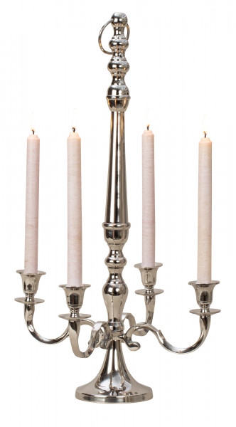 Candlestick 4-armed candlestick candelabra to place and hang made of metal silver height 62 cm