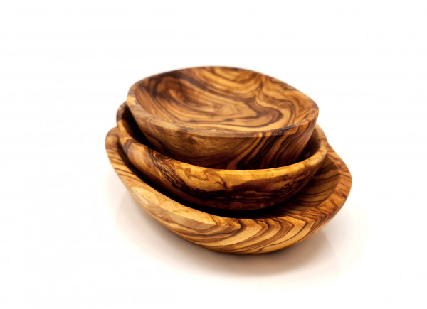 Olive wood bowls, dip bowls, oval salad bowls in a set of 3 with beautiful grain 12x8 | 16x10 | 20x13 cm