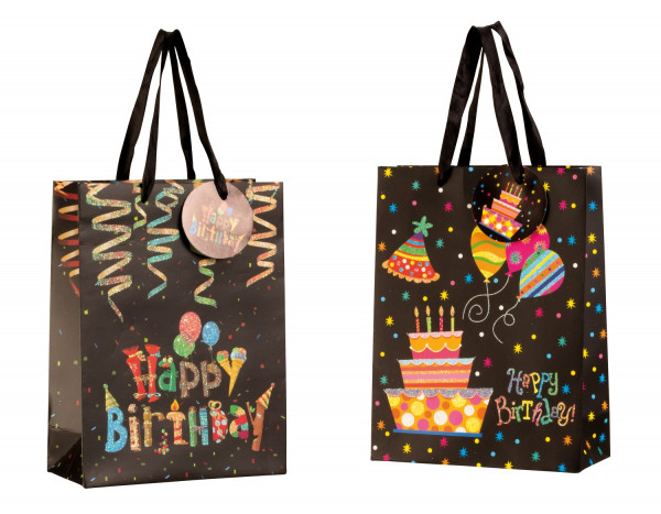 Modern gift bags Happy Birthday in a set of 4 dimensions 18x24x8cm