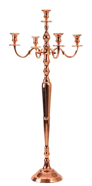 Candlestick 5-arm Candlestick Candelabra Metal Rose Gold Height 121 cm