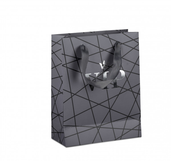 Geschenktüten Flaschentüten VIP Papiertüten Geschenktaschen schwarz im 3er Set (18x23 cm)