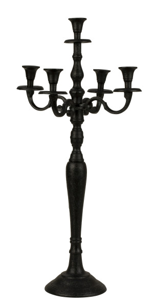 Candlestick 5-armed black metal candelabra height 80 cm