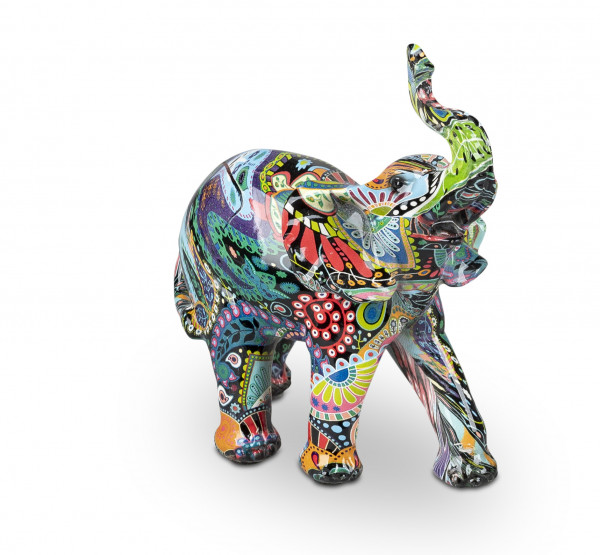 Modern sculpture decorative figure elephant POP ART made of artificial stone multicolored (13x13)